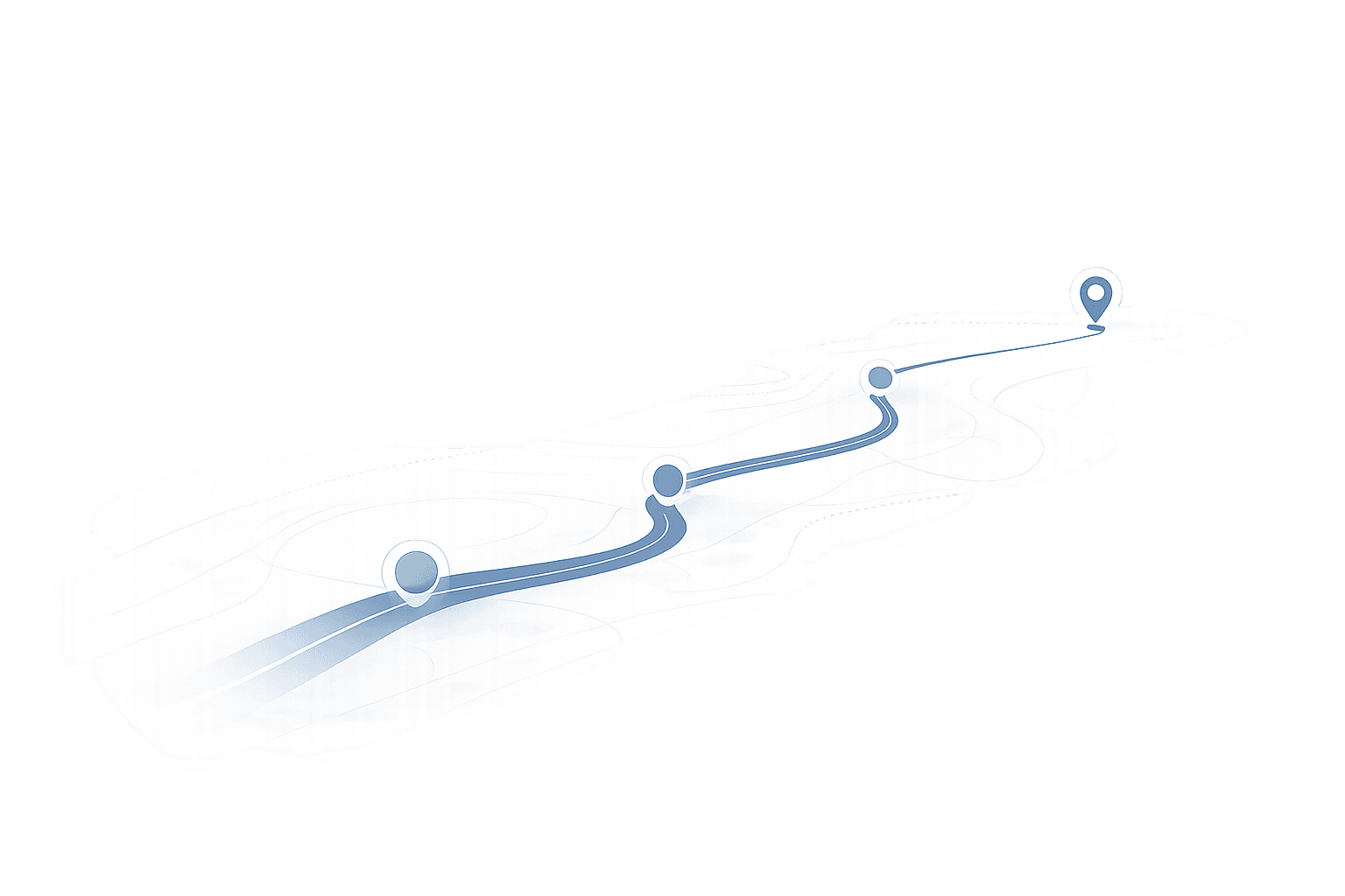 Waypoint-inspired hero illustration showing a calm route through complexity