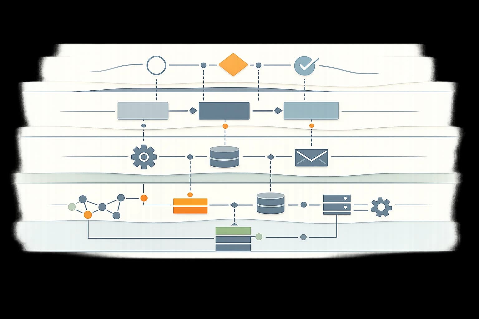 Service blueprint visualising frontstage and backstage service flows